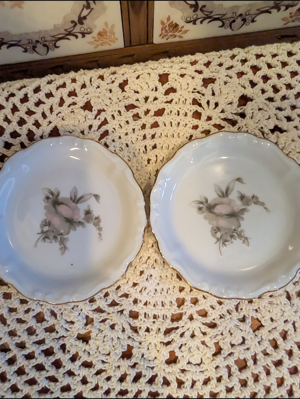 Haviland Set Of 2 Vintage Floral Butterpats